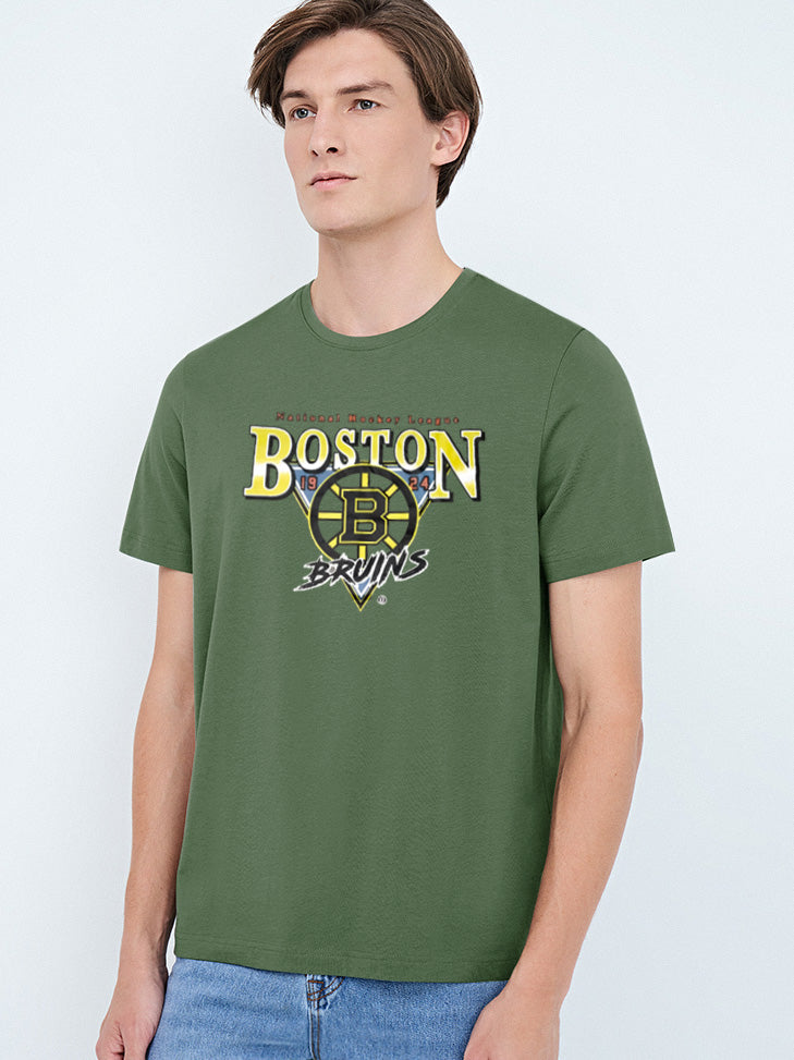 47 Single Jersey Crew Neck Tee Shirt For Men-Green with Print-SP1660/RT2399