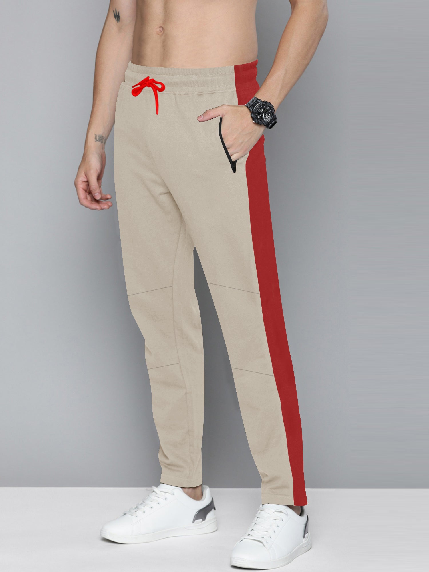 Red stripe trousers mens online