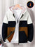 NXT Inner Fur Hood Fleece Full Zipper Hoodie For Kids-Navy with Brown & White Melange Panels-BR14493