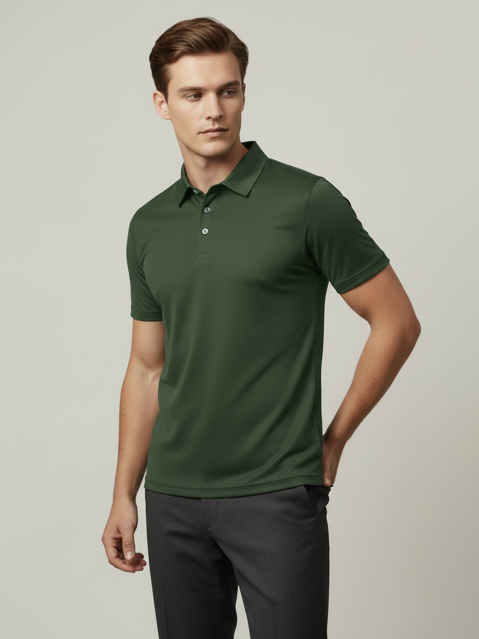 Rawgear Summer Dry Fit Polo Shirt For Men-Olive Green-LV9494