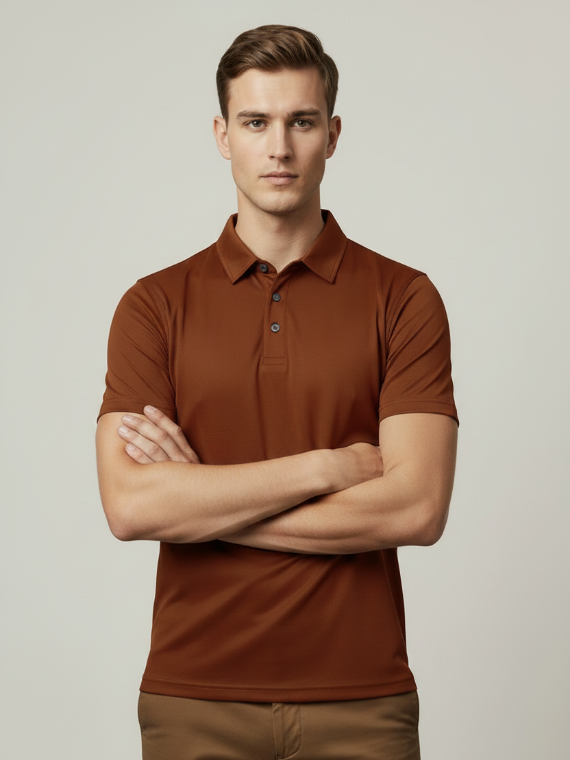 Rawgear Summer Dry Fit Polo Shirt For Men-Rust Orange-LV9989