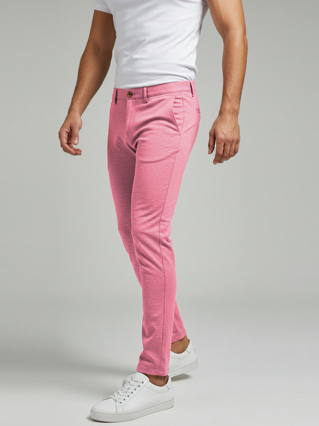 Louis Vicaci Lycra Stretchy Slim Fit Pent For Men-T Pink Melange-RA0127