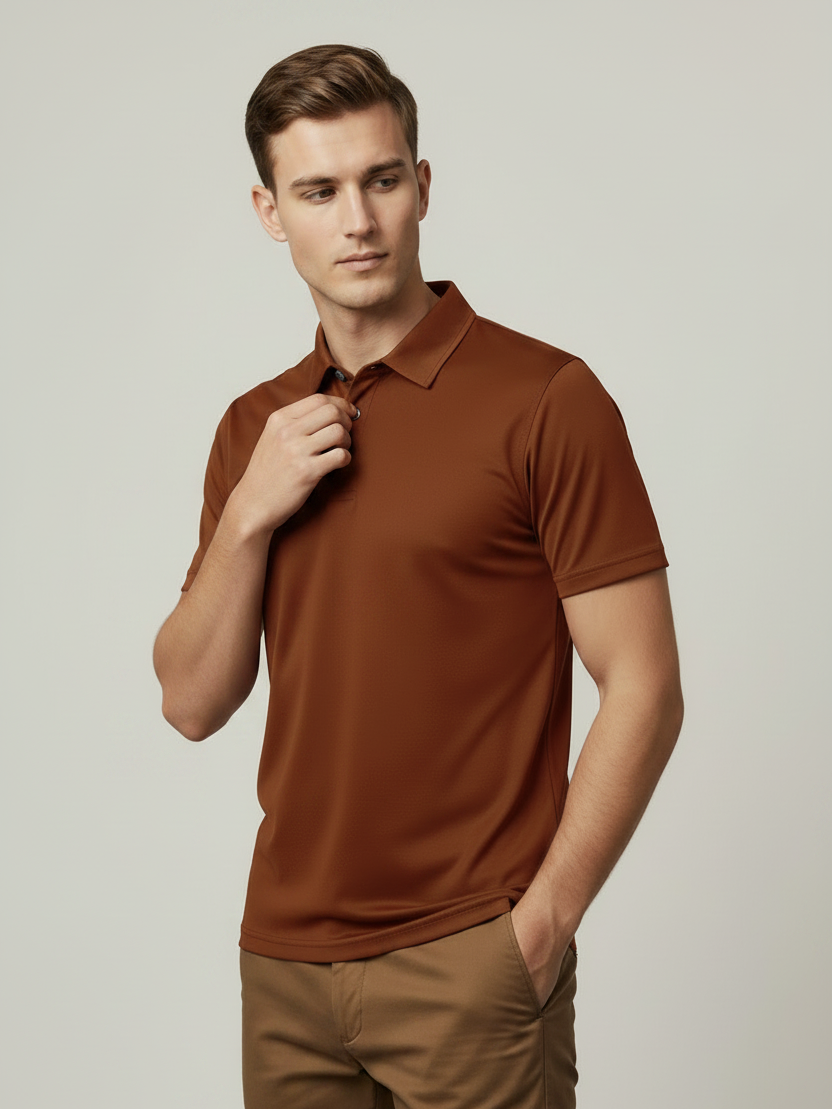 Rawgear Summer Dry Fit Polo Shirt For Men-Rust Orange-LV9989