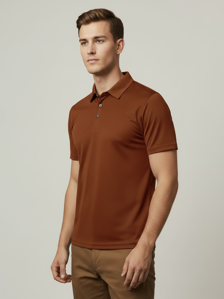 Rawgear Summer Dry Fit Polo Shirt For Men-Rust Orange-LV9989
