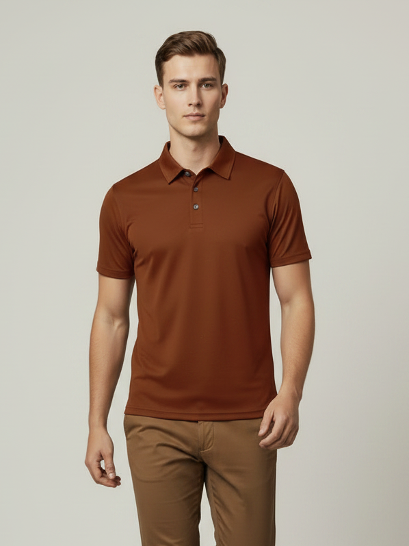 Rawgear Summer Dry Fit Polo Shirt For Men-Rust Orange-LV9989