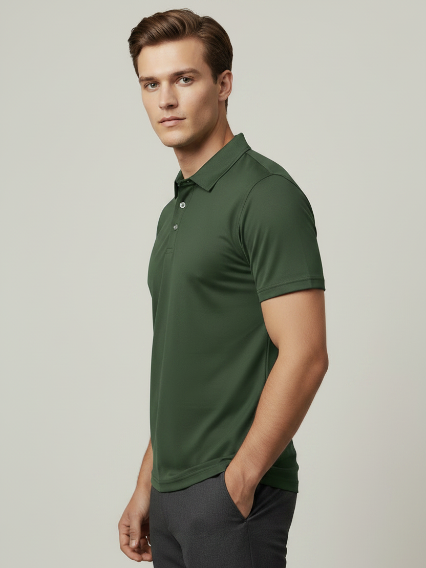 Rawgear Summer Dry Fit Polo Shirt For Men-Olive Green-LV9494
