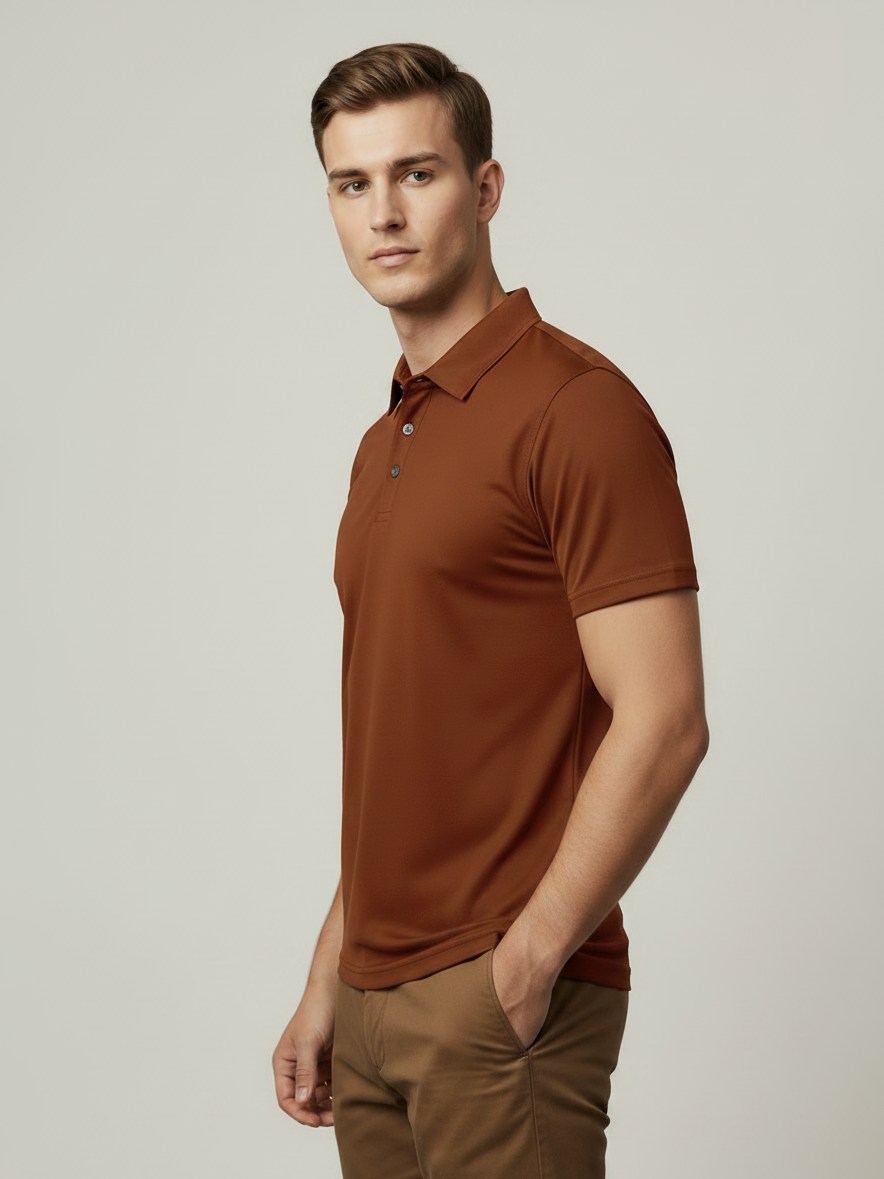 Rawgear Summer Dry Fit Polo Shirt For Men-Rust Orange-LV9989