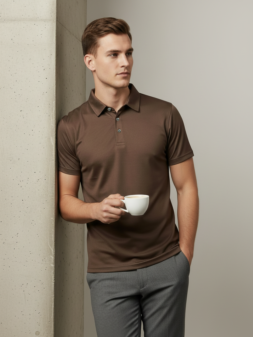 Rawgear Summer Dry Fit Polo Shirt For Men-Chocolate Brown-LV0111