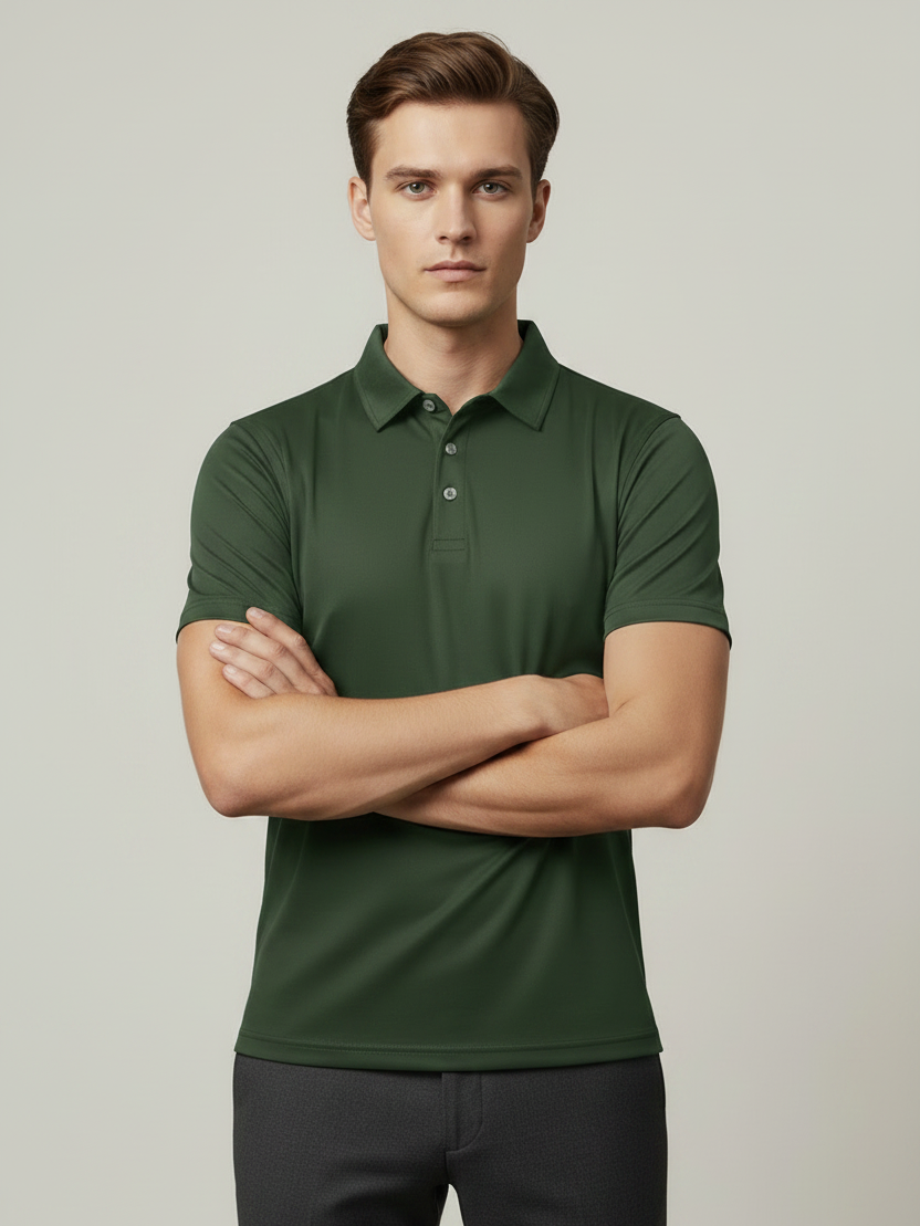 Rawgear Summer Dry Fit Polo Shirt For Men-Olive Green-LV9494