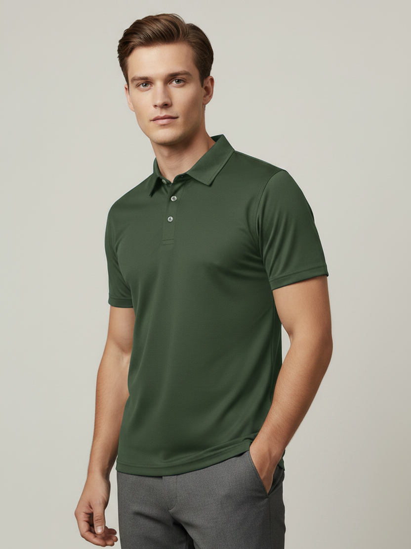 Rawgear Summer Dry Fit Polo Shirt For Men-Olive Green-LV9494
