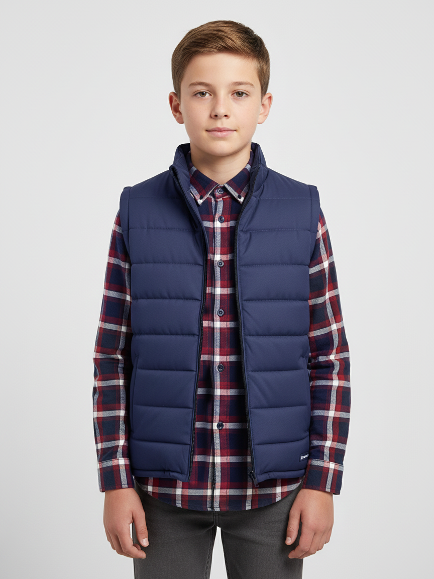 Payper Winter Sleeveless Zipper Mockneck Jacket For Kids-Dark Navy-PSJ01