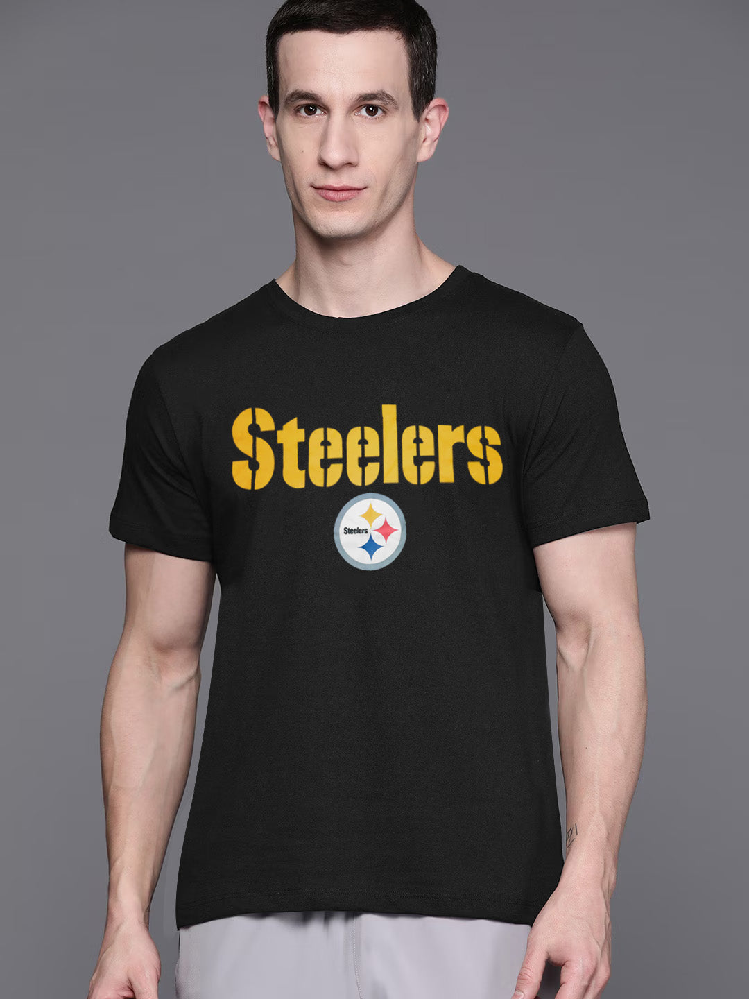 47 Single Jersey Crew Neck Tee Shirt For Men-Black with Print-SP1959