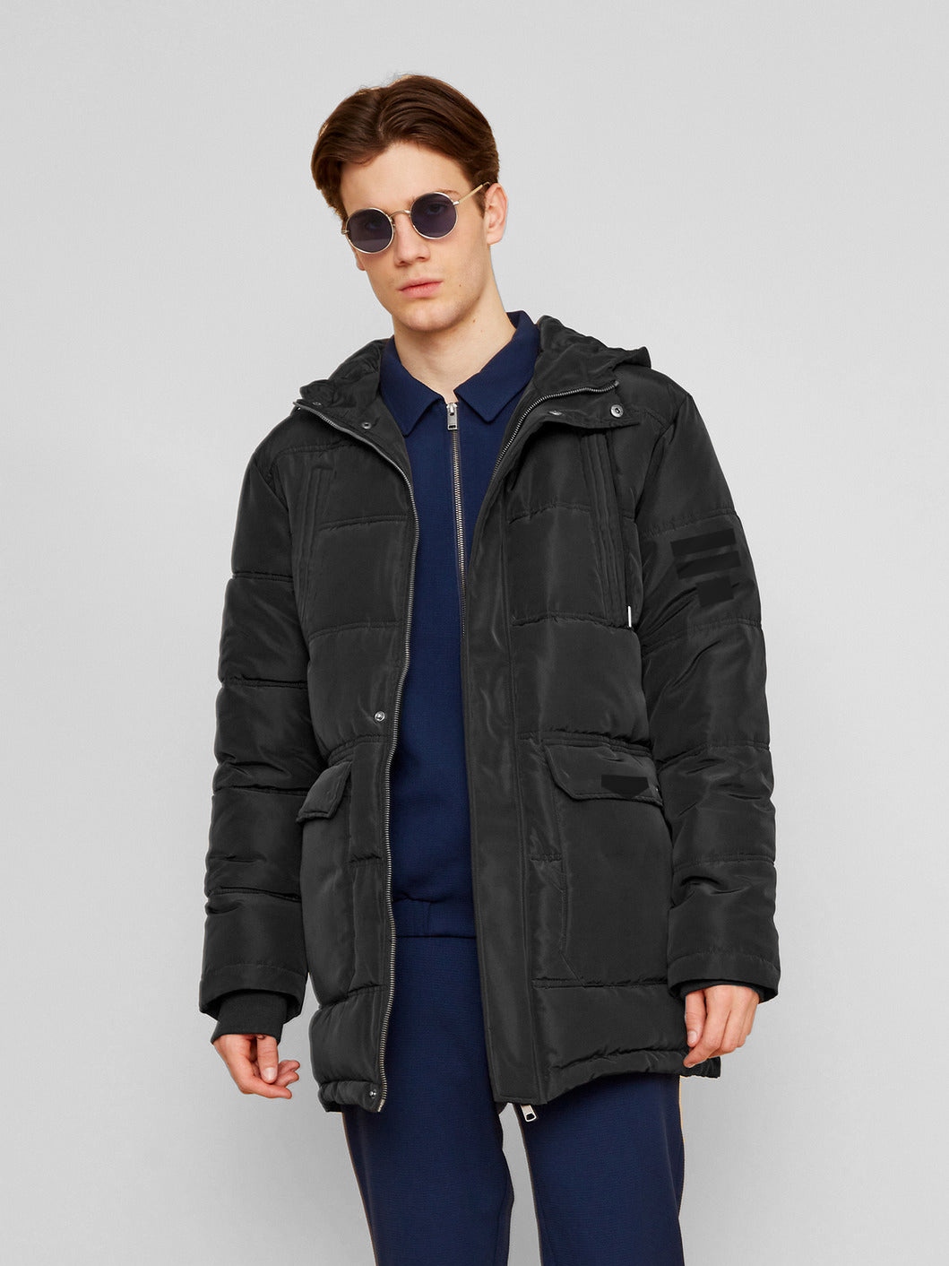 Premium Imported Parachute Long Puffer Jacket Black LV100