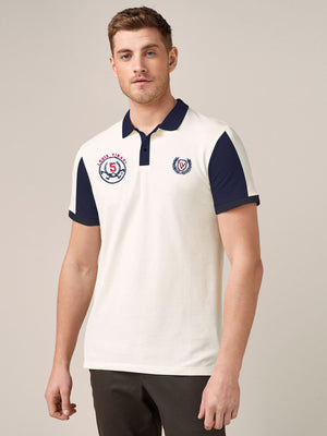 Summer Polo Shirt For Men-Off White & Dark Navy-NA14369