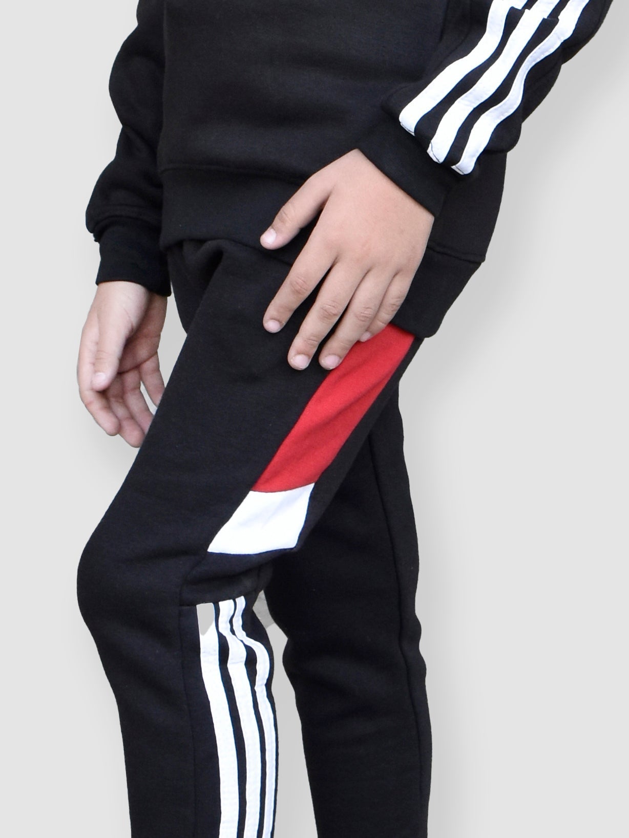 U.S Polo Assn Fleece Tracksuit For Kids-Black With Red-BR909