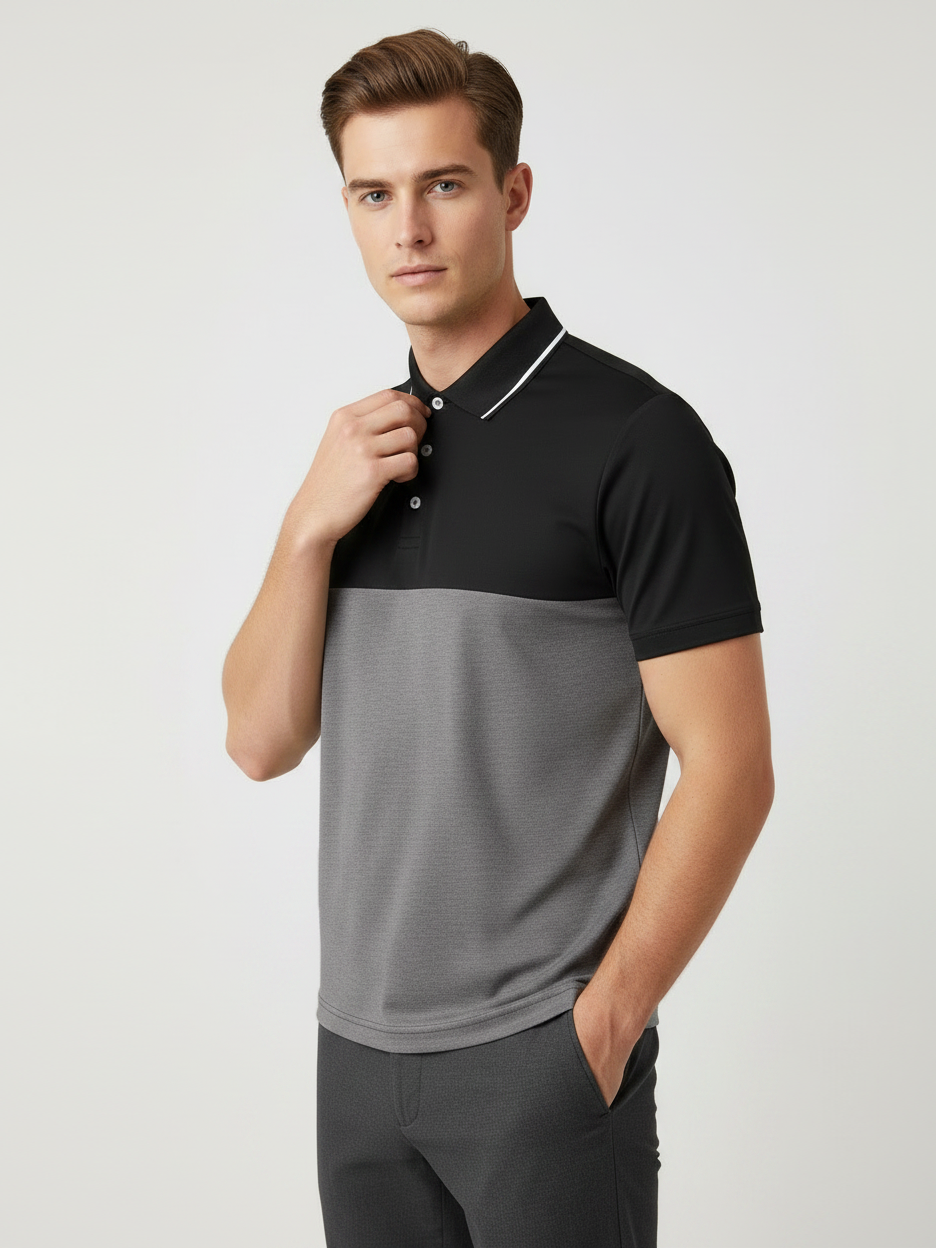 Rawgear Summer Colorblock Polo Shirt For Men-Black & Grey-LV1716