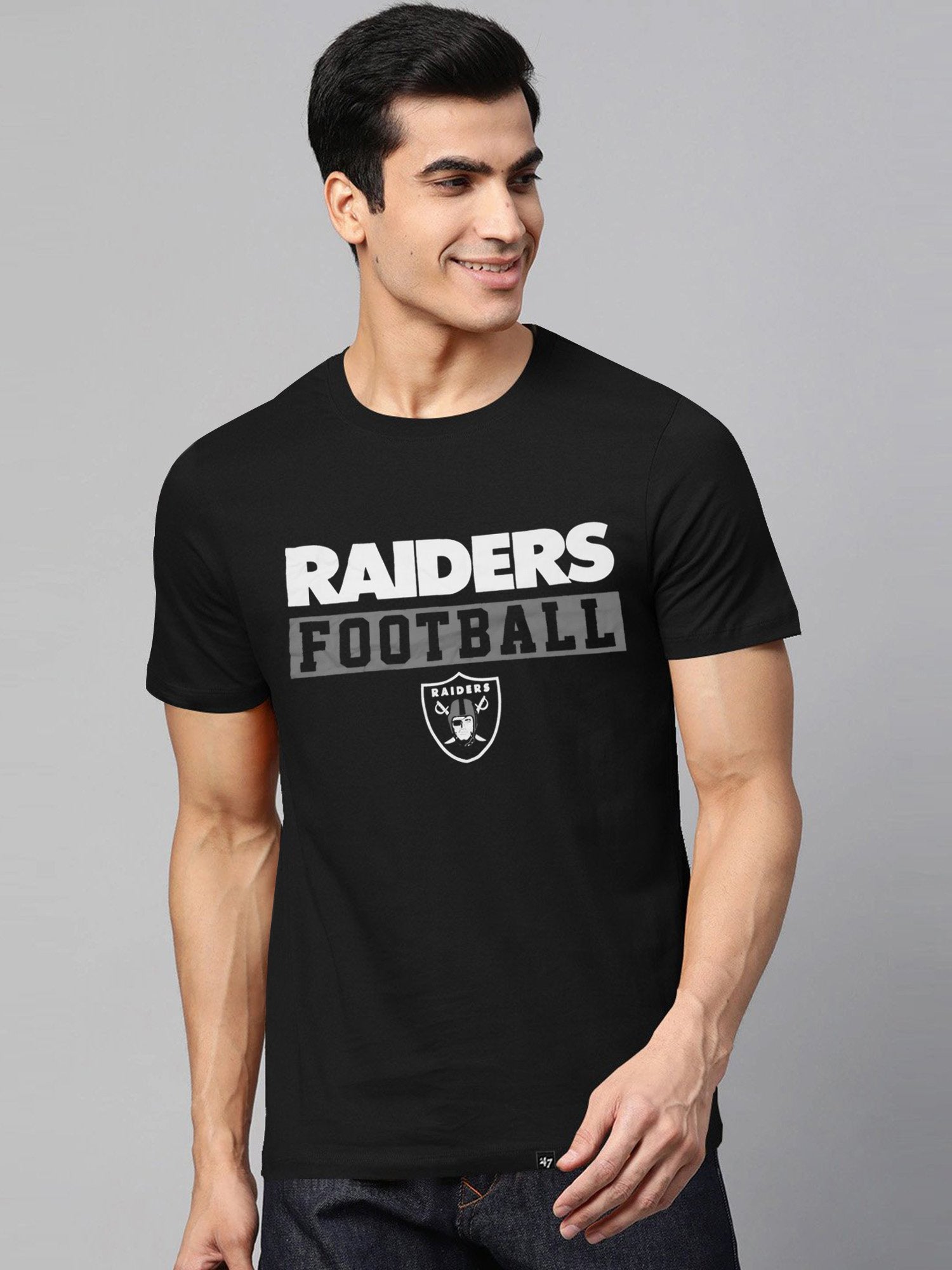 47 Single Jersey Crew Neck Tee Shirt For Men-Black with Print-SP1951