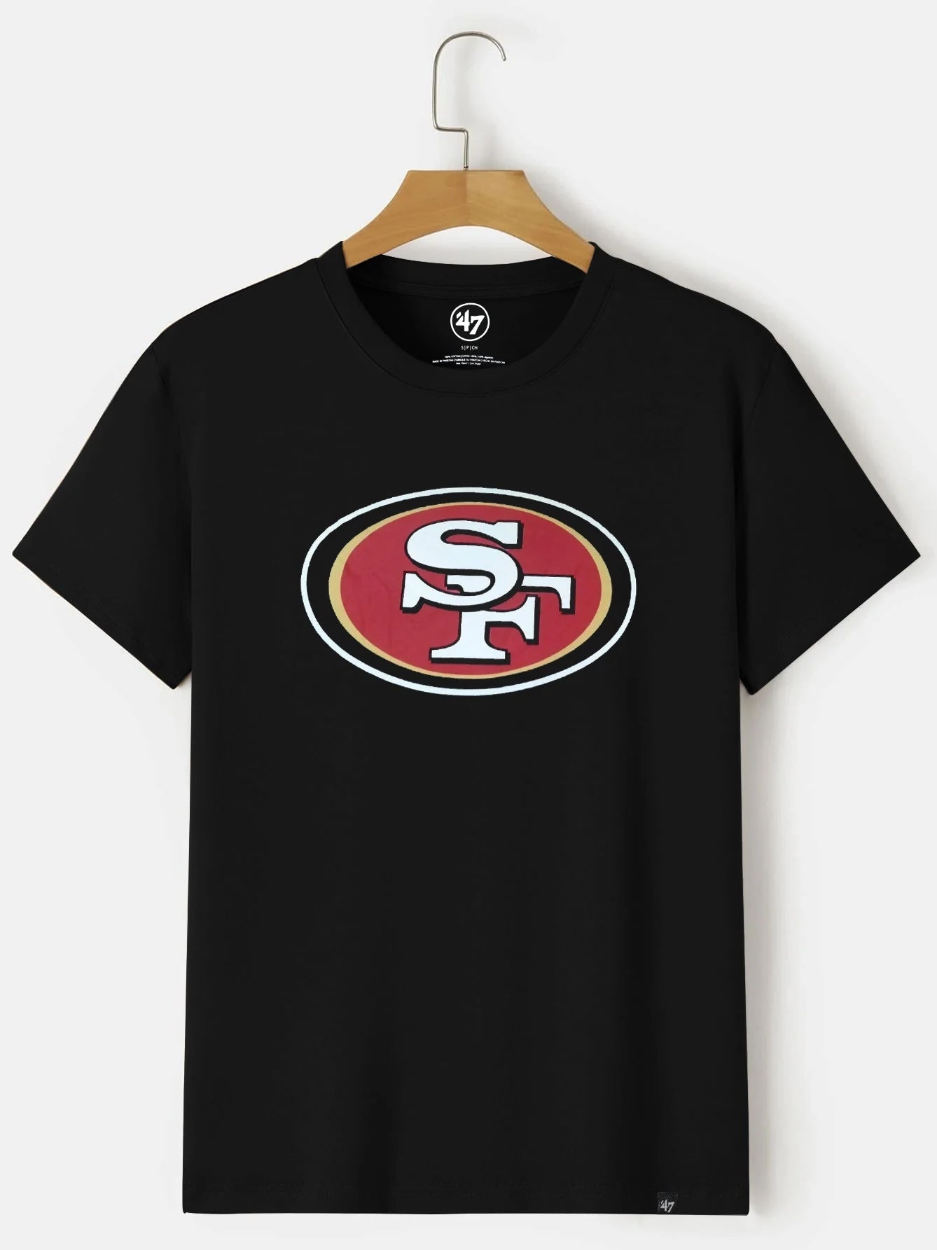 47 Crew Neck Tee Shirt For Men-Black-BE3205