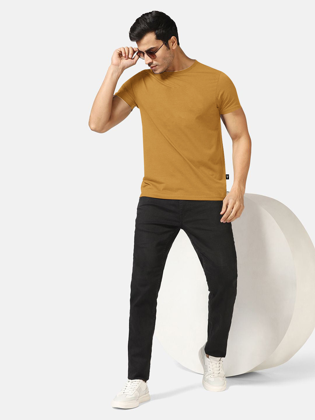 47 Lycra Summer T Shirt For Men-Light Camel-BE3210/BR15658