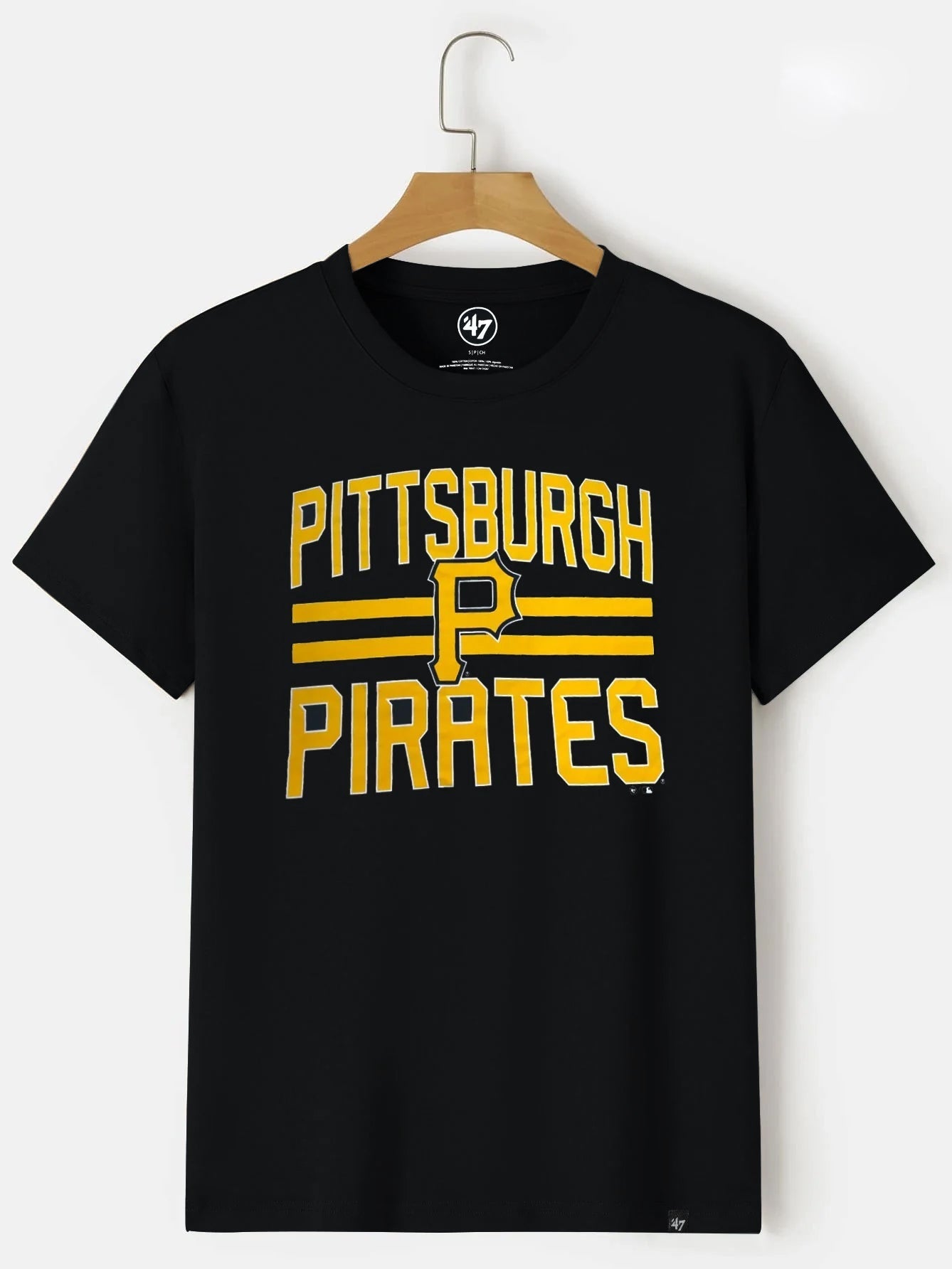 47 Single Jersey Crew Neck Tee Shirt For Men-Black with Print-BR15643