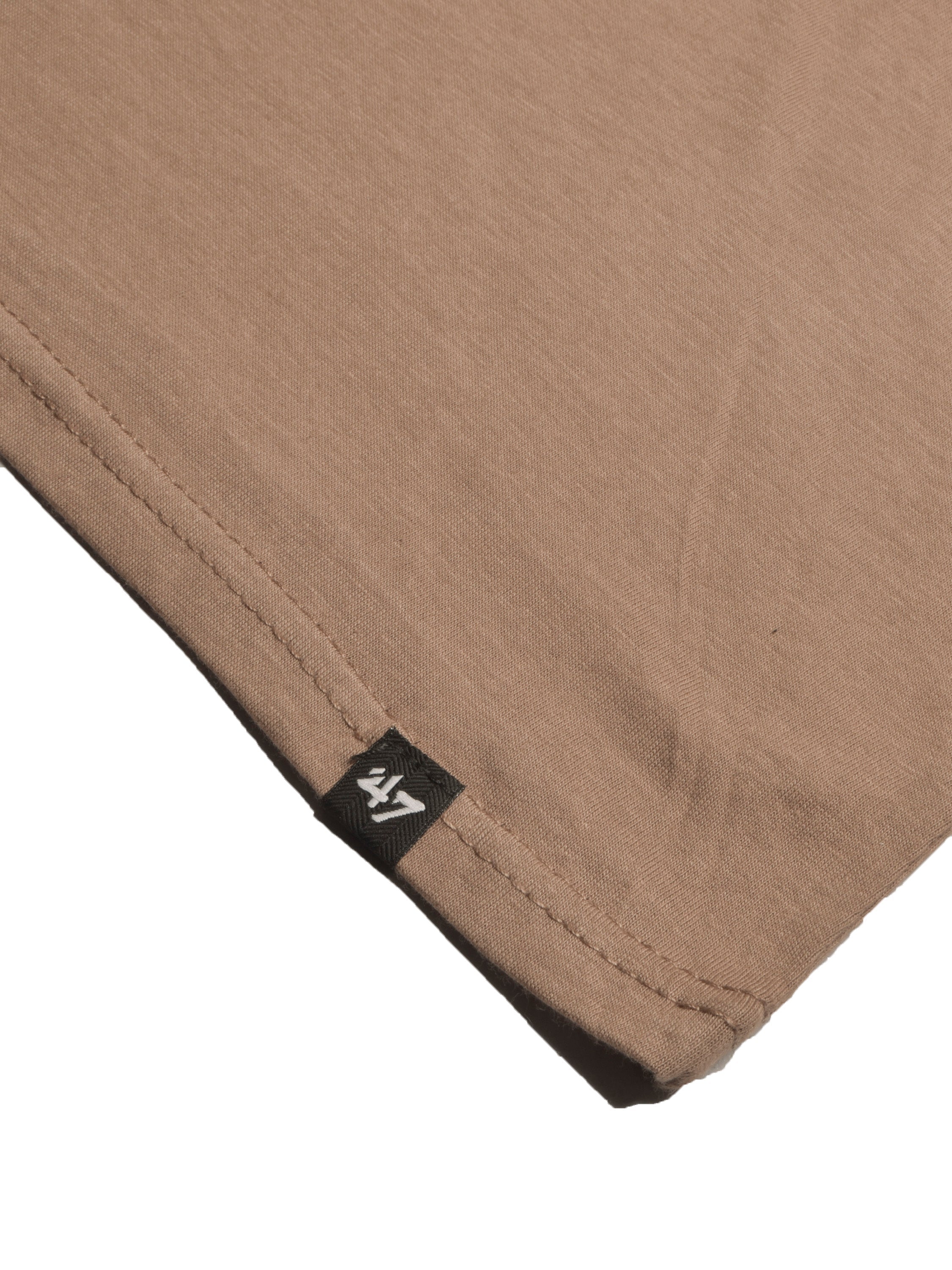 47 Single Jersey Crew Neck Tee Shirt For Men-Light Brown with Print-BE910/BR13172