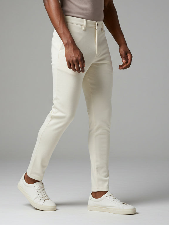 Louis Vicaci Lycra Stretchy Slim Fit Pent For Men-Off White-RA0125