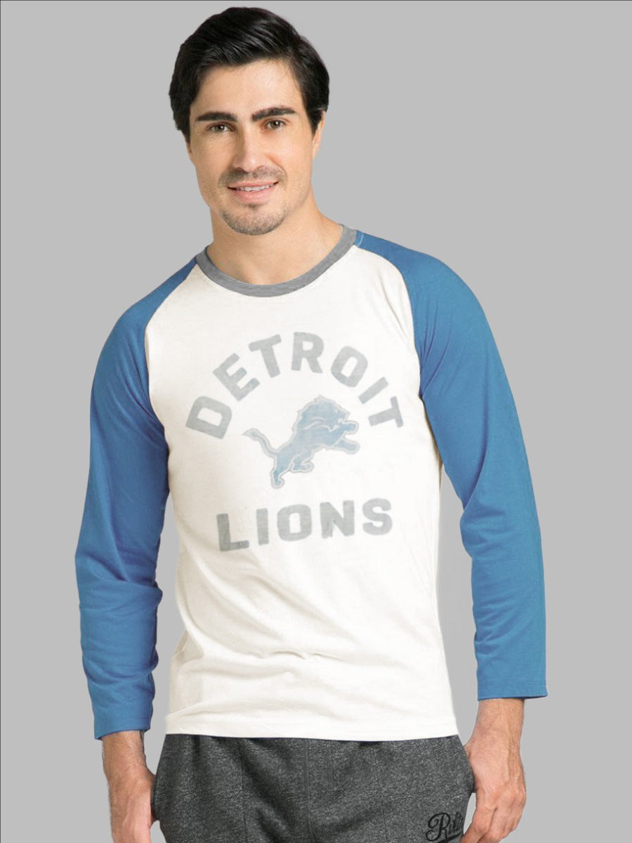 47 Raglan Sleeve Crew Neck Tee Shirt For Men-Off White & Light Blue with Print-SP2072