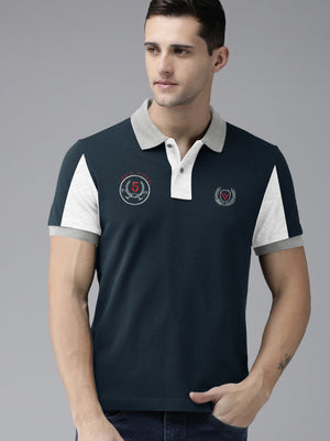Summer Polo Shirt For Men-Light Navy & White Melange-SP6869