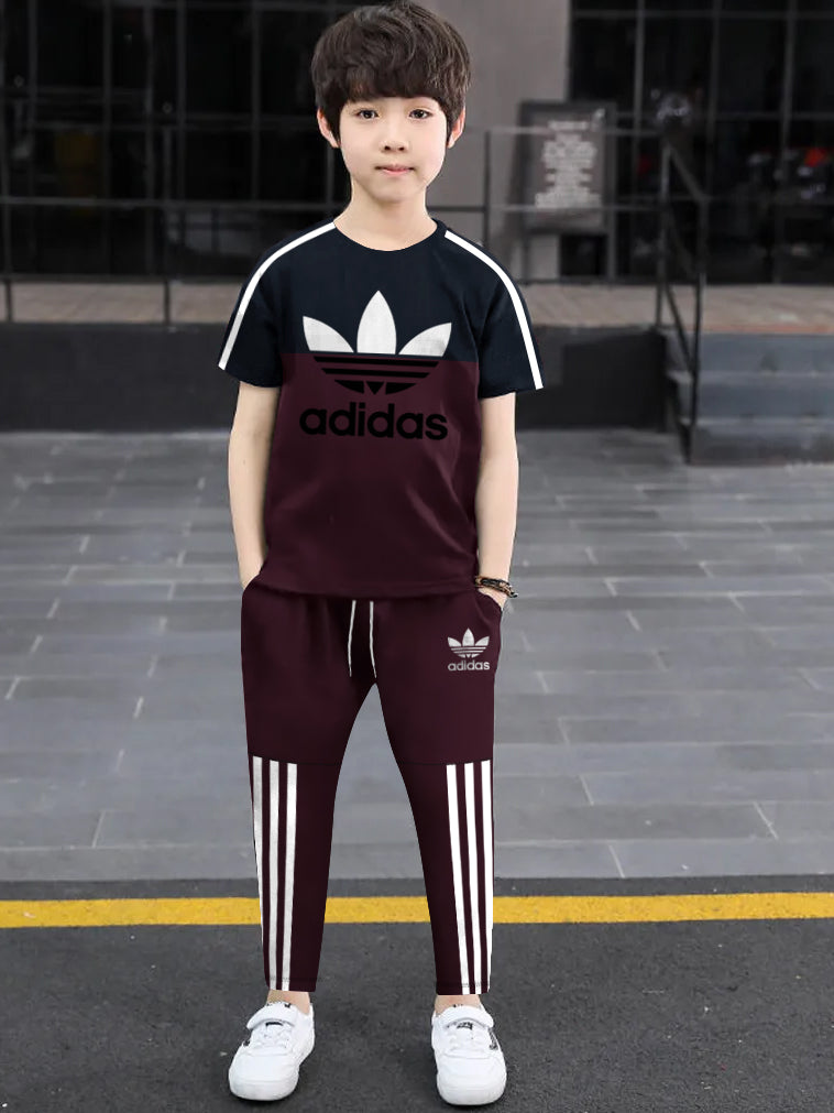 ADS Training Tracksuit For Kids-Maroon & Navy-BR13230