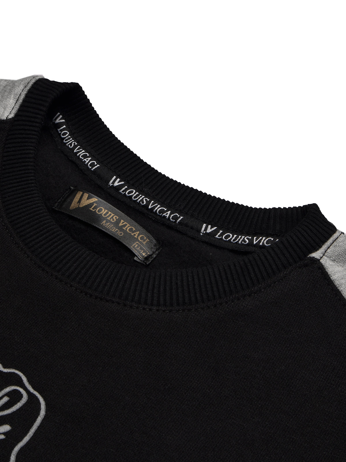 Louis Vicaci Fleece Tracksuit For Kids-Black with Grey-BR868