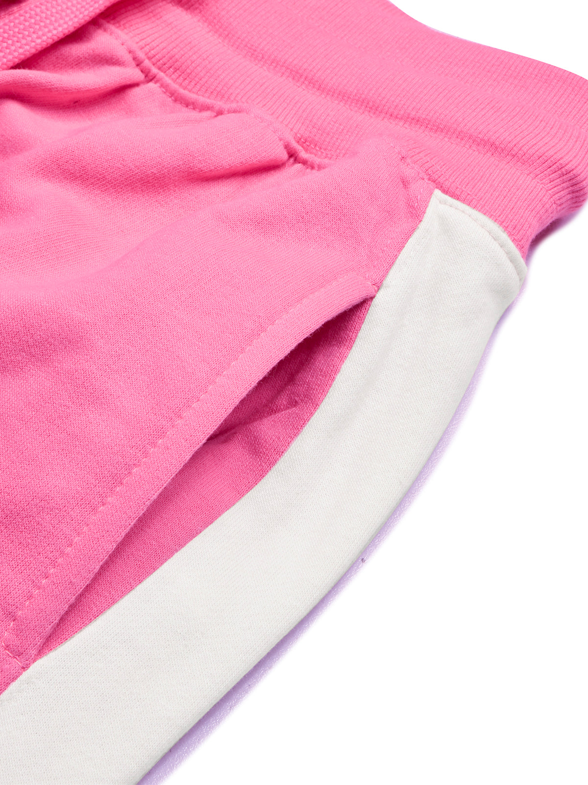 16Sixty Fleece Zipper Tracksuit For Men-Pink with White Panels-BR873