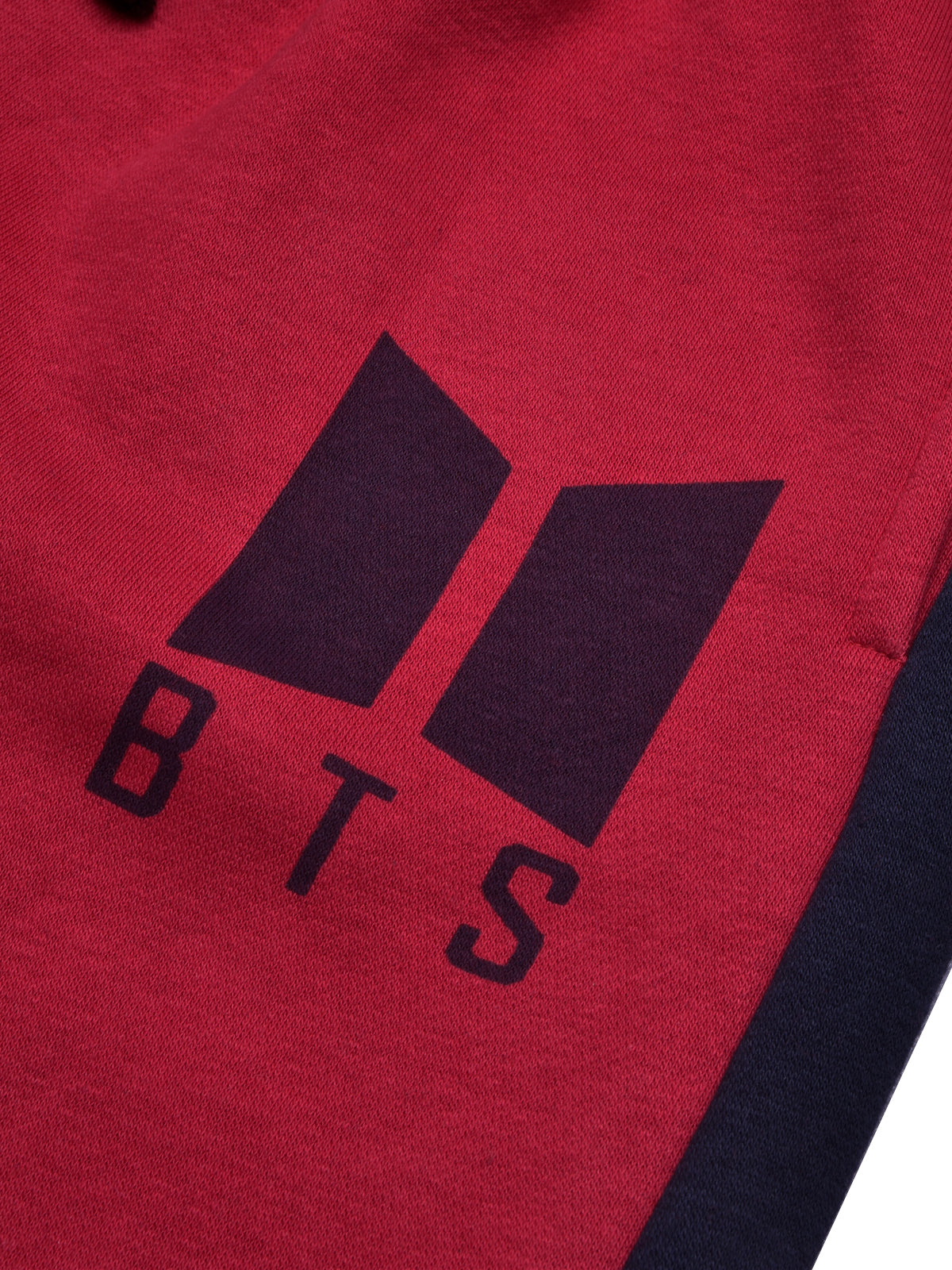 BTS Fleece Tracksuit For Kids-Dark Red with Navy Panels-BR879