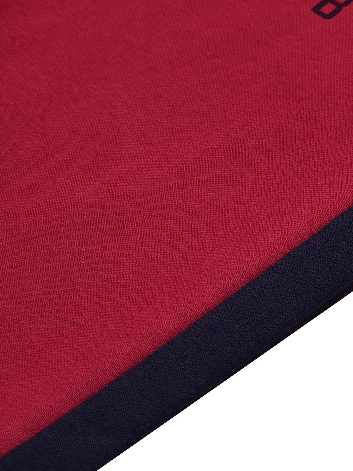 BTS Fleece Tracksuit For Kids-Dark Red with Navy Panels-BR879