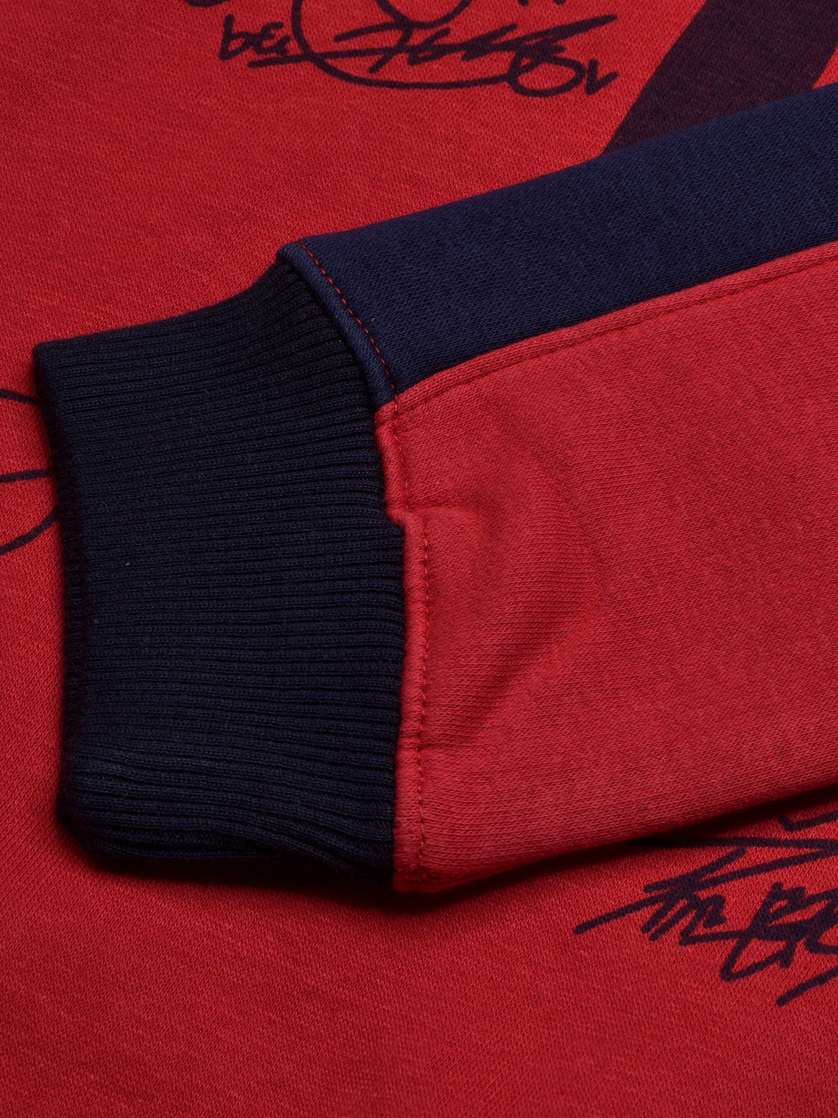 BTS Fleece Tracksuit For Kids-Red with Navy Panels-BR880