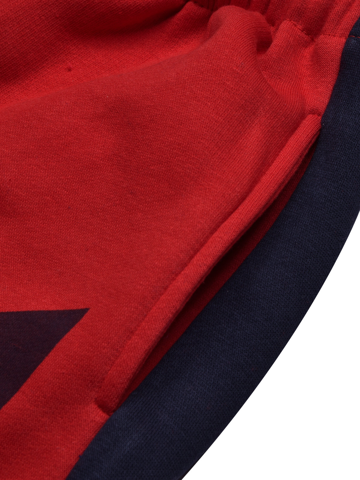 BTS Fleece Tracksuit For Kids-Red with Navy Panels-BR880