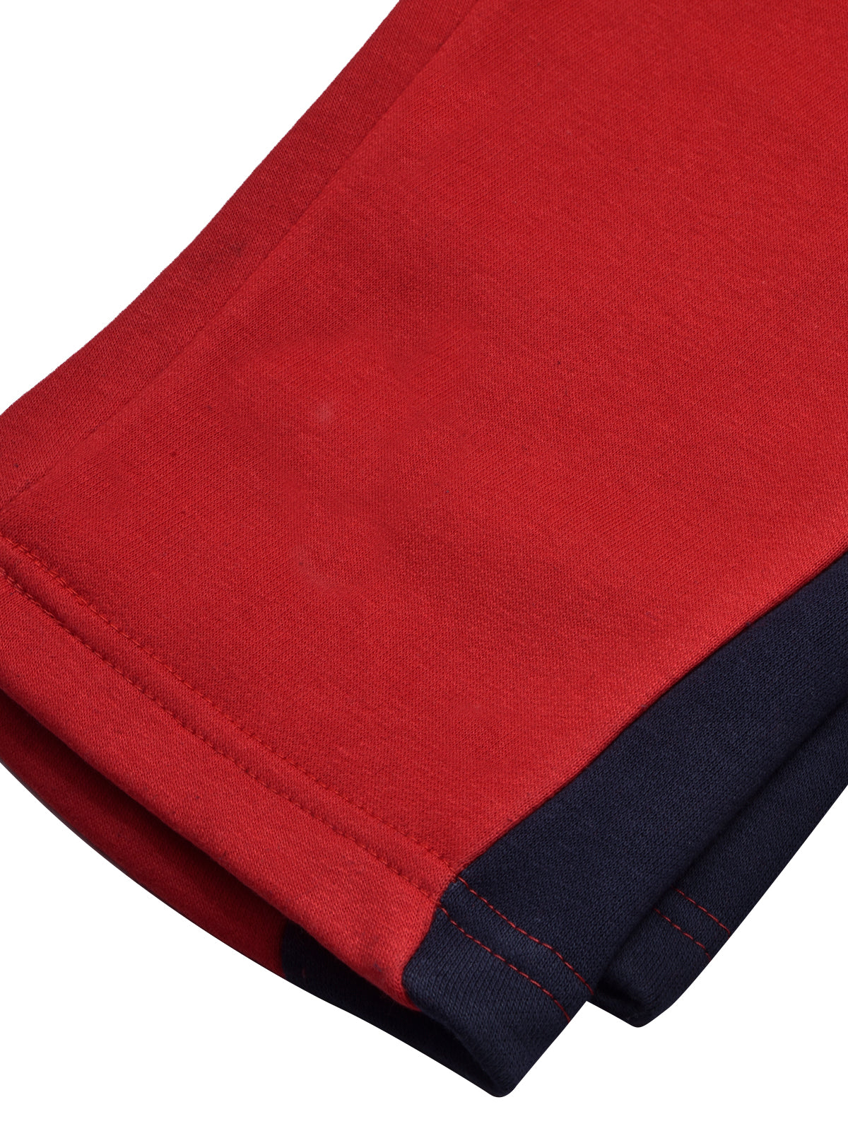 BTS Fleece Tracksuit For Kids-Red with Navy Panels-BR880