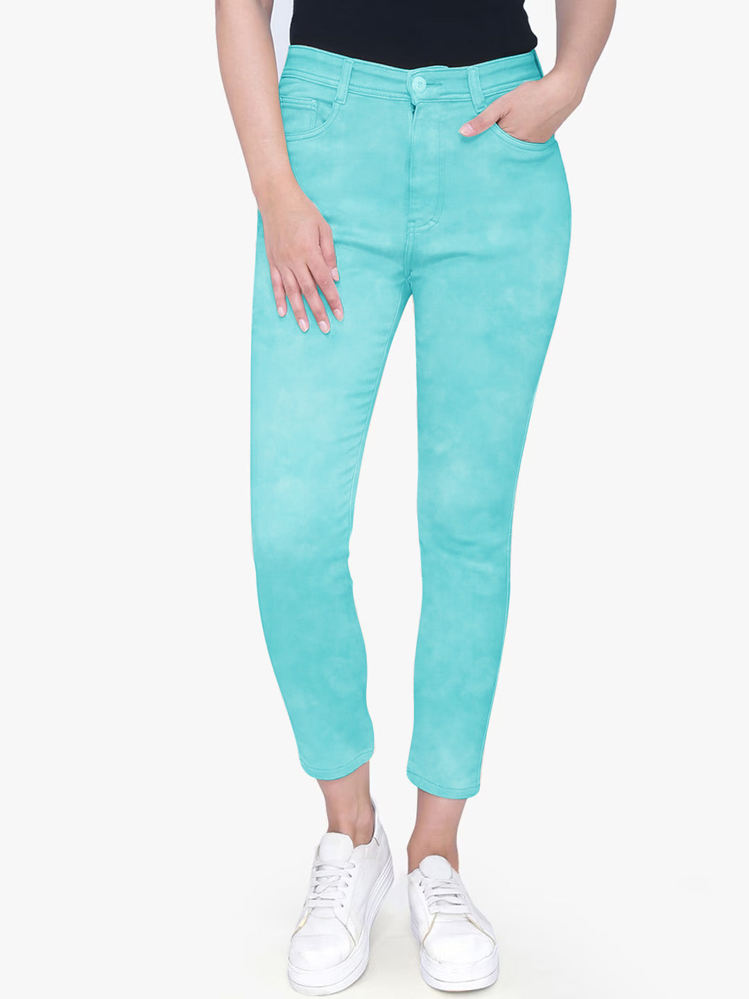 Denim Co. Slim Fit Cotton Denim For Ladies-Light Sky Faded-BR13546