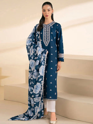 Cross Stich Dhanak with Pashmina wool Shawl Unstitched 3 Pcs Suit For Women-LV213