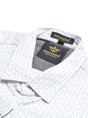 DKRS Premium Casual Shirt For Men-White with Allover Print-BE1416