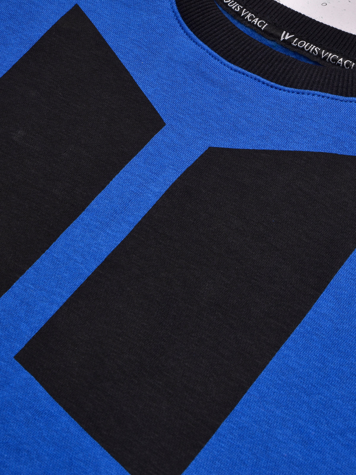 BTS Fleece Tracksuit For Kids-Dark Blue with Black-BR878