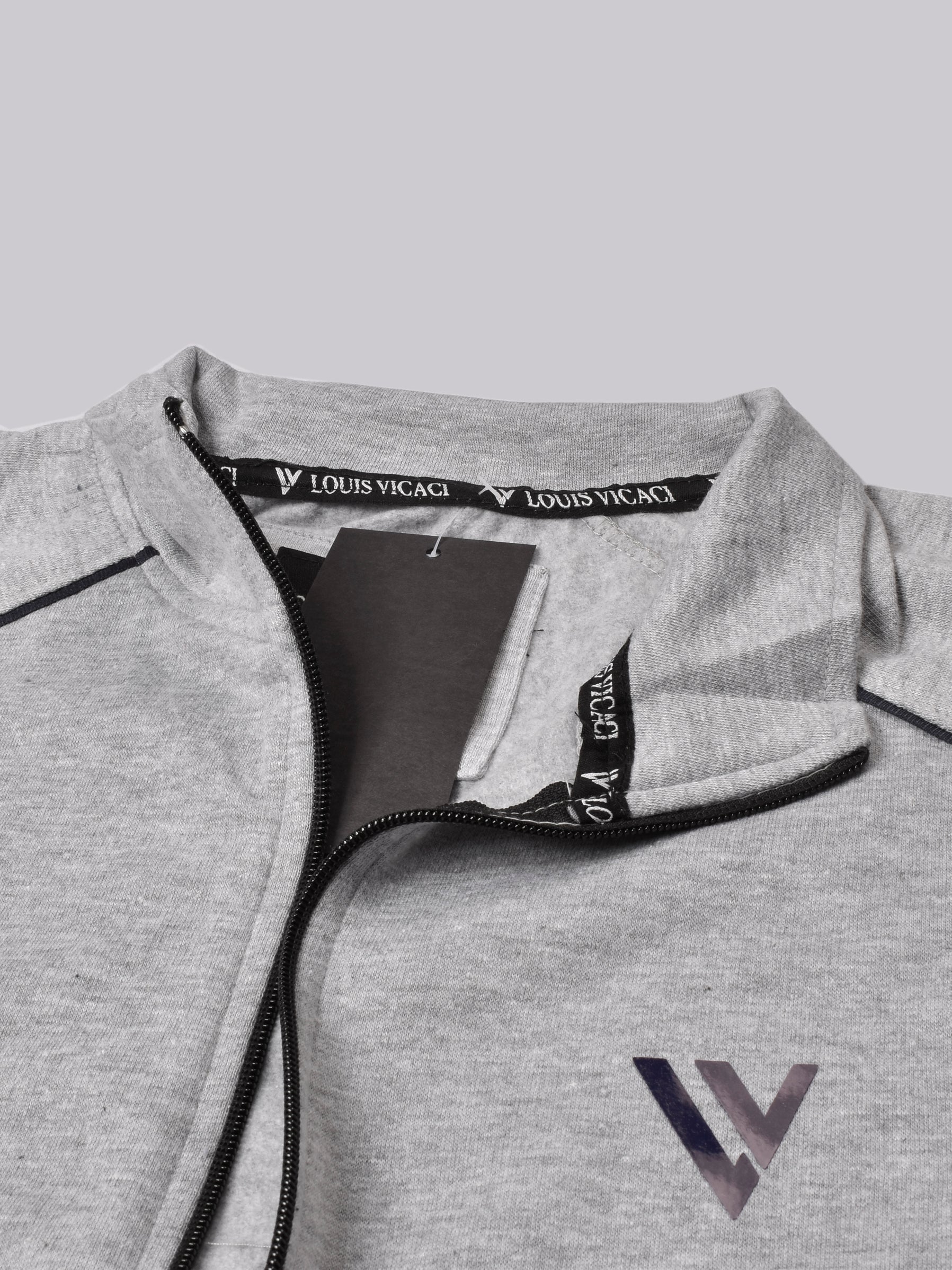 Louis Vicaci Fleece Zipper Tracksuit For Men-Grey Melange-RT1351