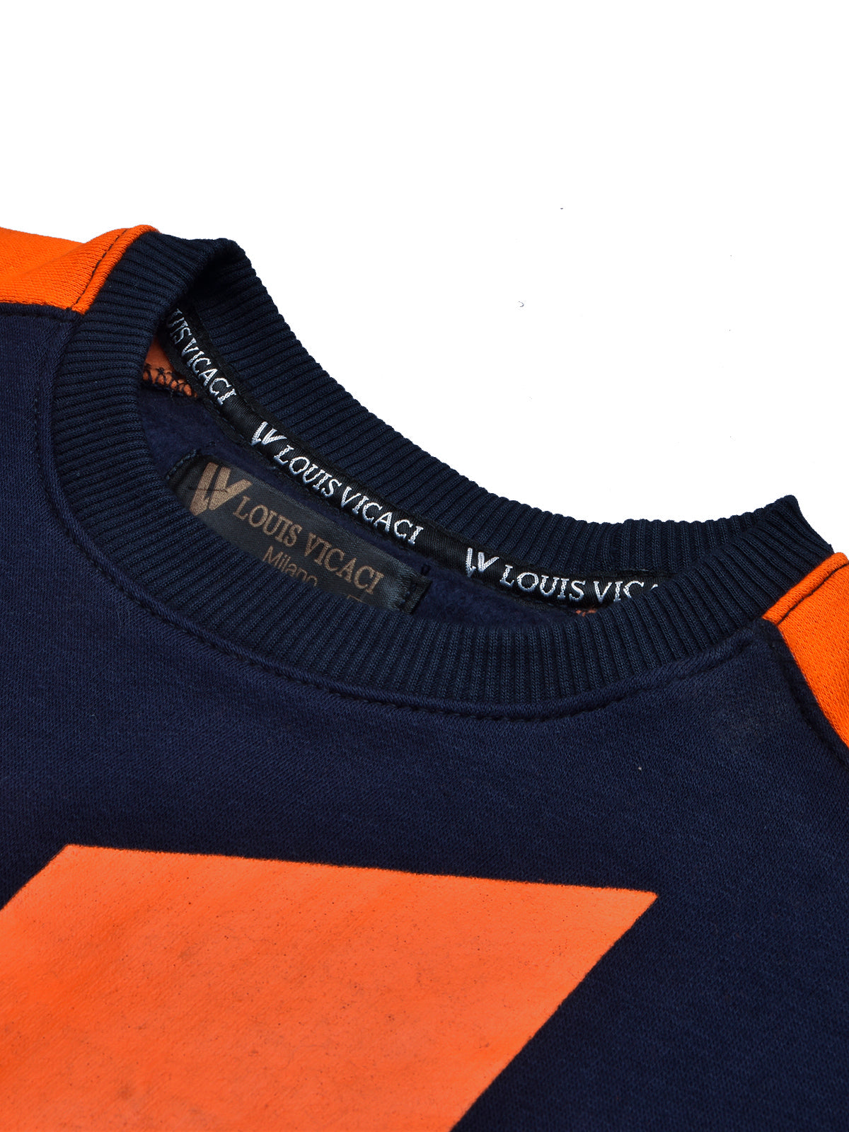 BTS Fleece Tracksuit For Kids-Dark Navy & Orange Panels-BR989