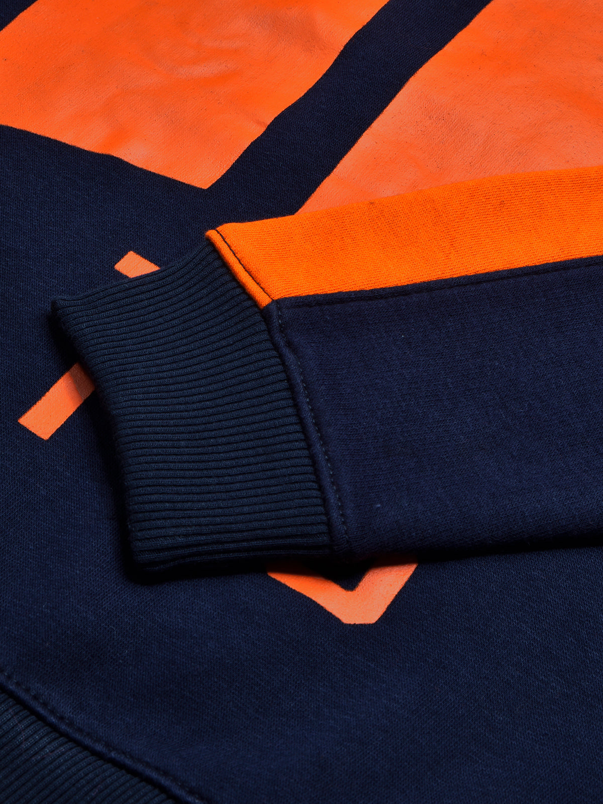 BTS Fleece Tracksuit For Kids-Dark Navy & Orange Panels-BR989