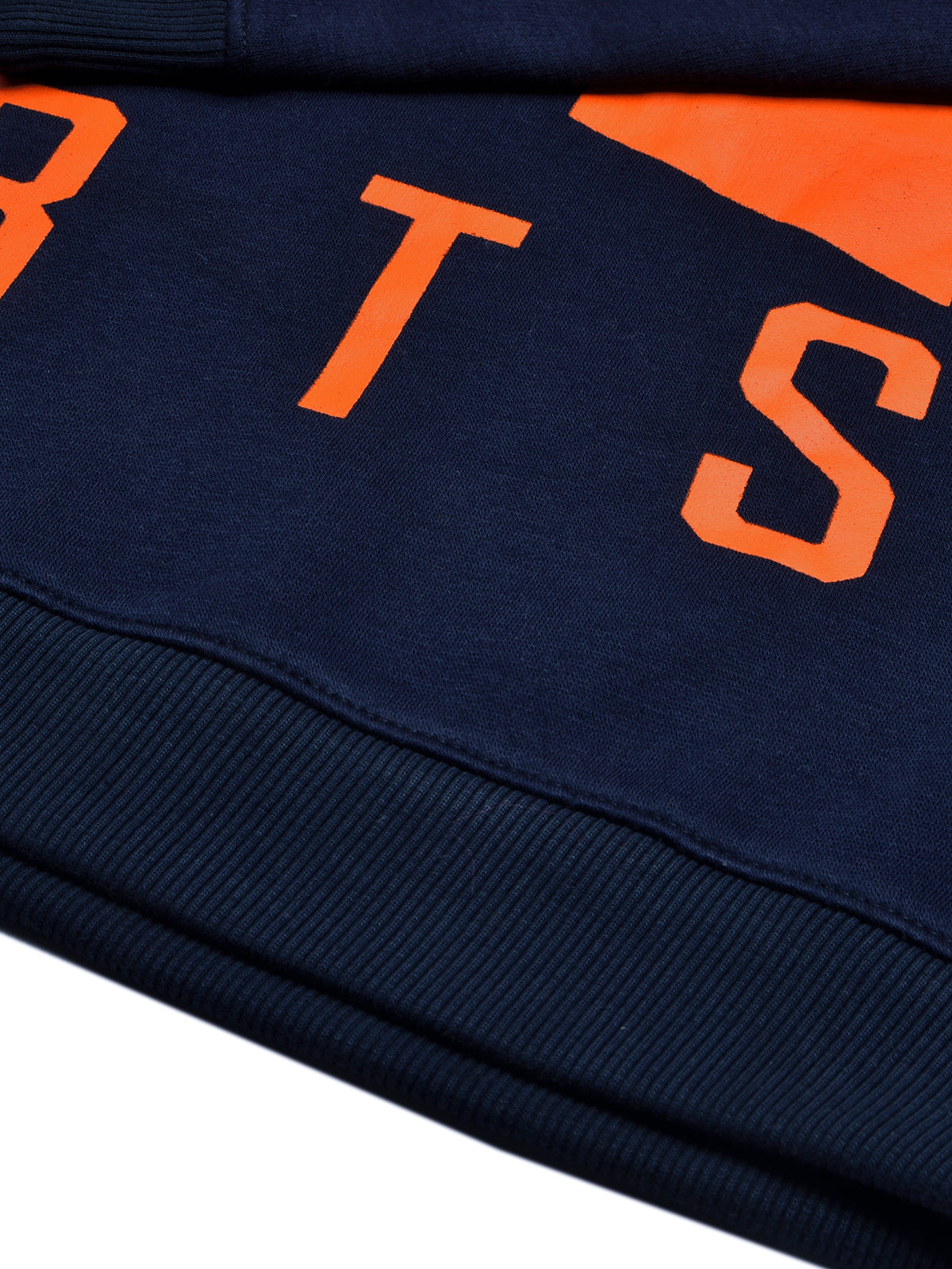 BTS Fleece Tracksuit For Kids-Dark Navy & Orange Panels-BR989