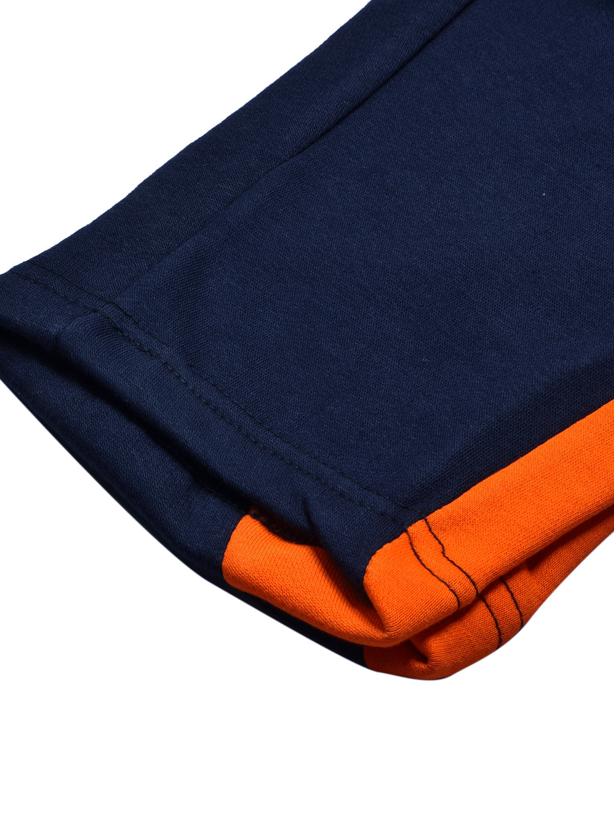 BTS Fleece Tracksuit For Kids-Dark Navy & Orange Panels-BR989