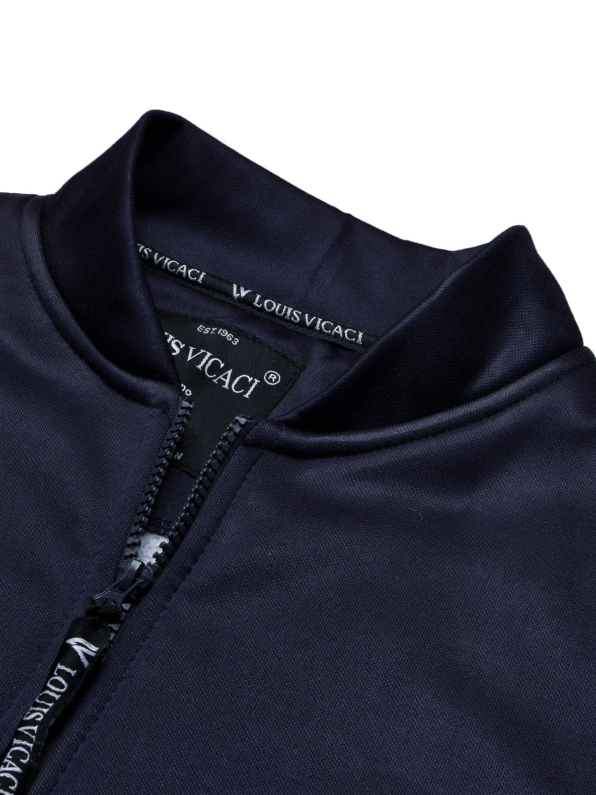 Louis Vicaci Zipper Fur Bomber Jacket For Men-Navy-BR1034