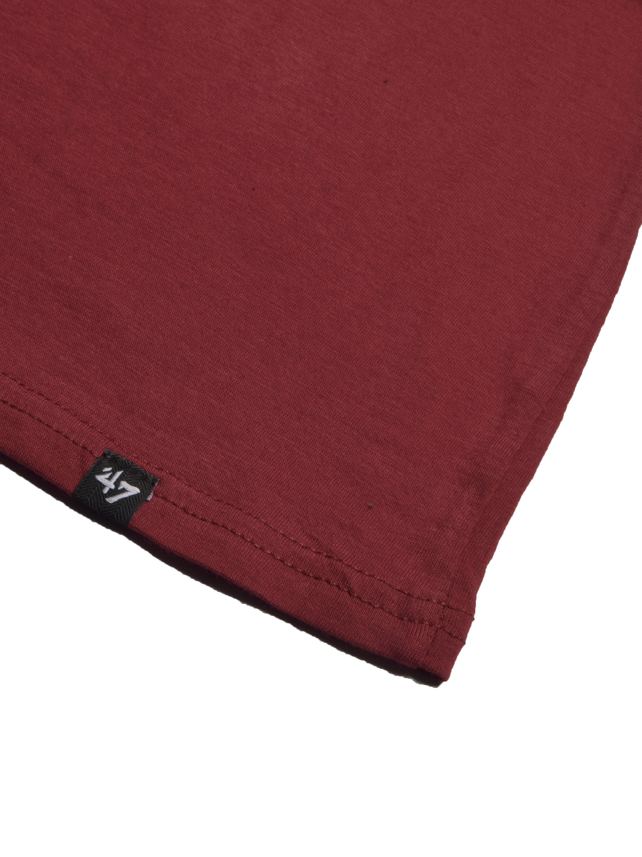 47 Single Jersey Crew Neck Tee Shirt For Men-Maroon with Print-SP1658/RT2397
