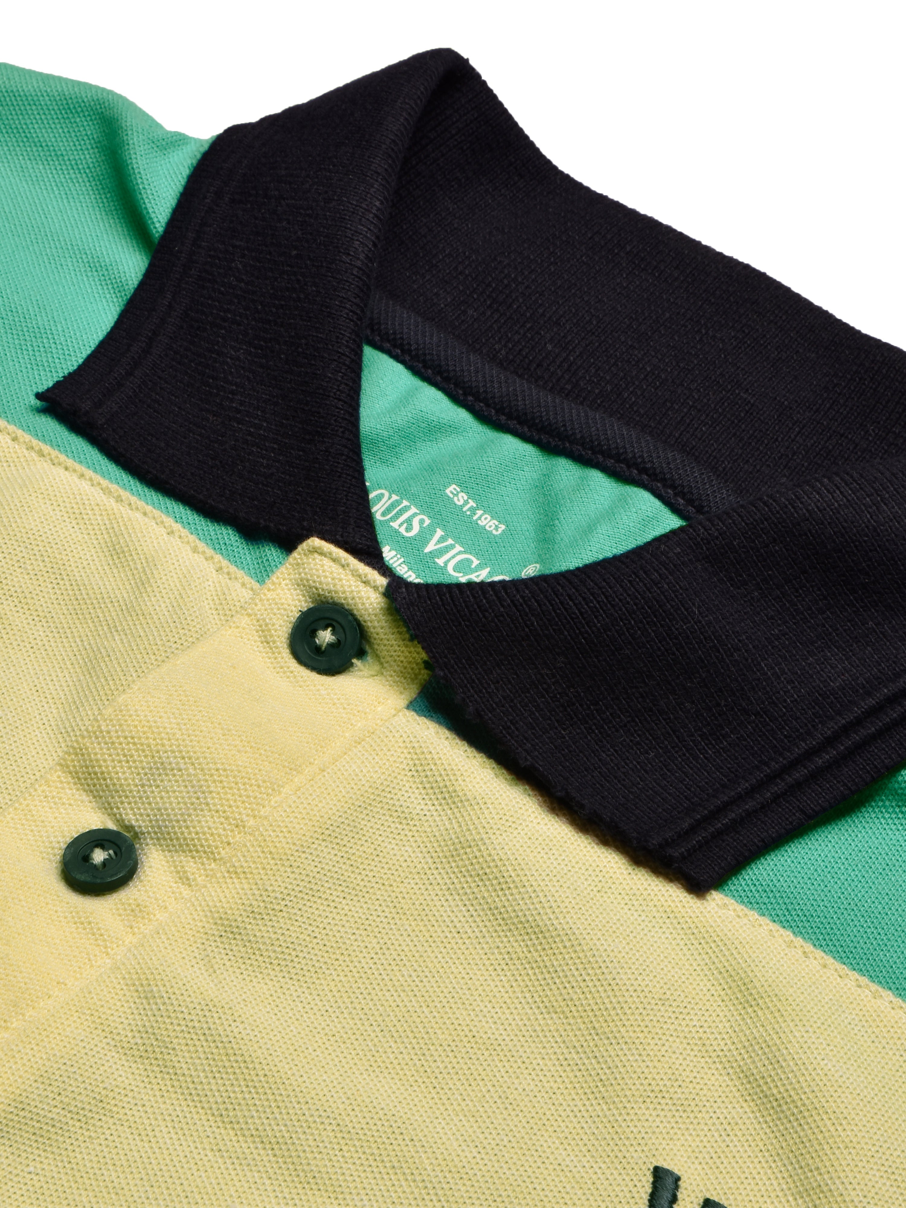 LV Summer Polo Shirt For Men-Dark Navy with Yellow & Green-RT2383
