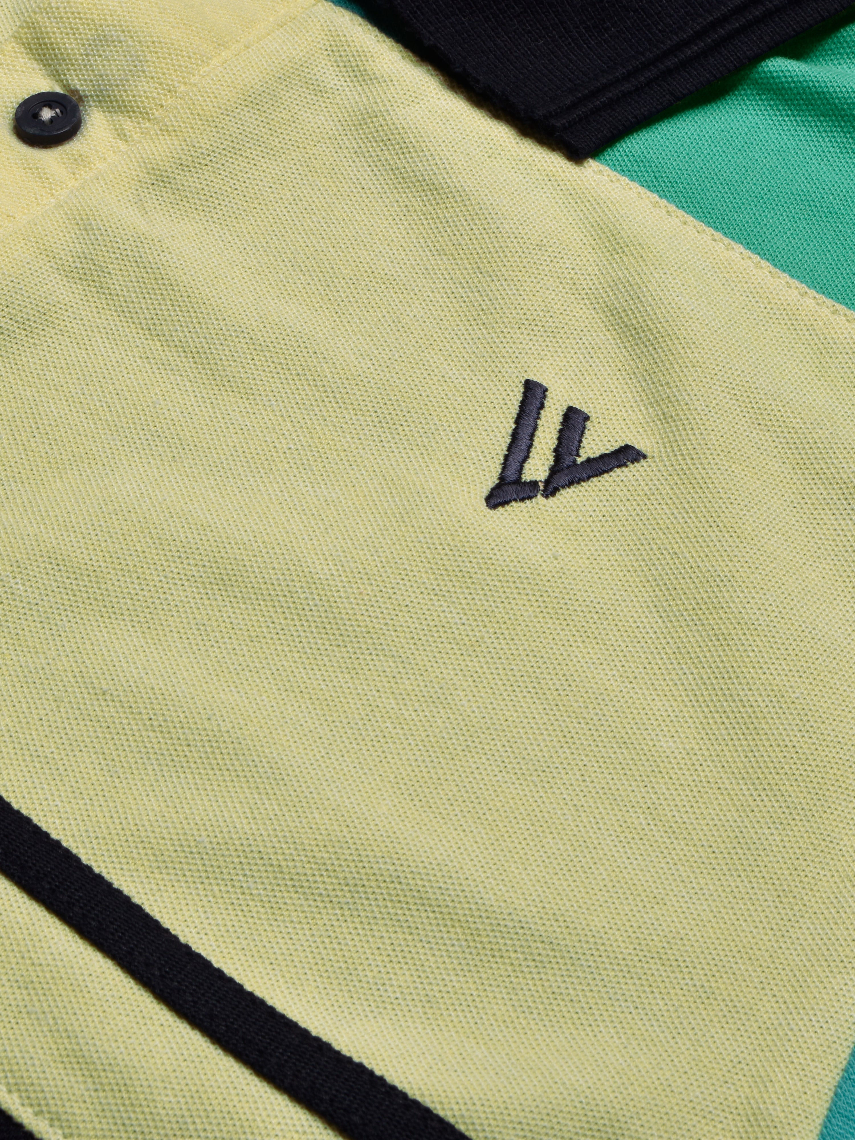 LV Summer Polo Shirt For Men-Dark Navy with Yellow & Green-RT2383