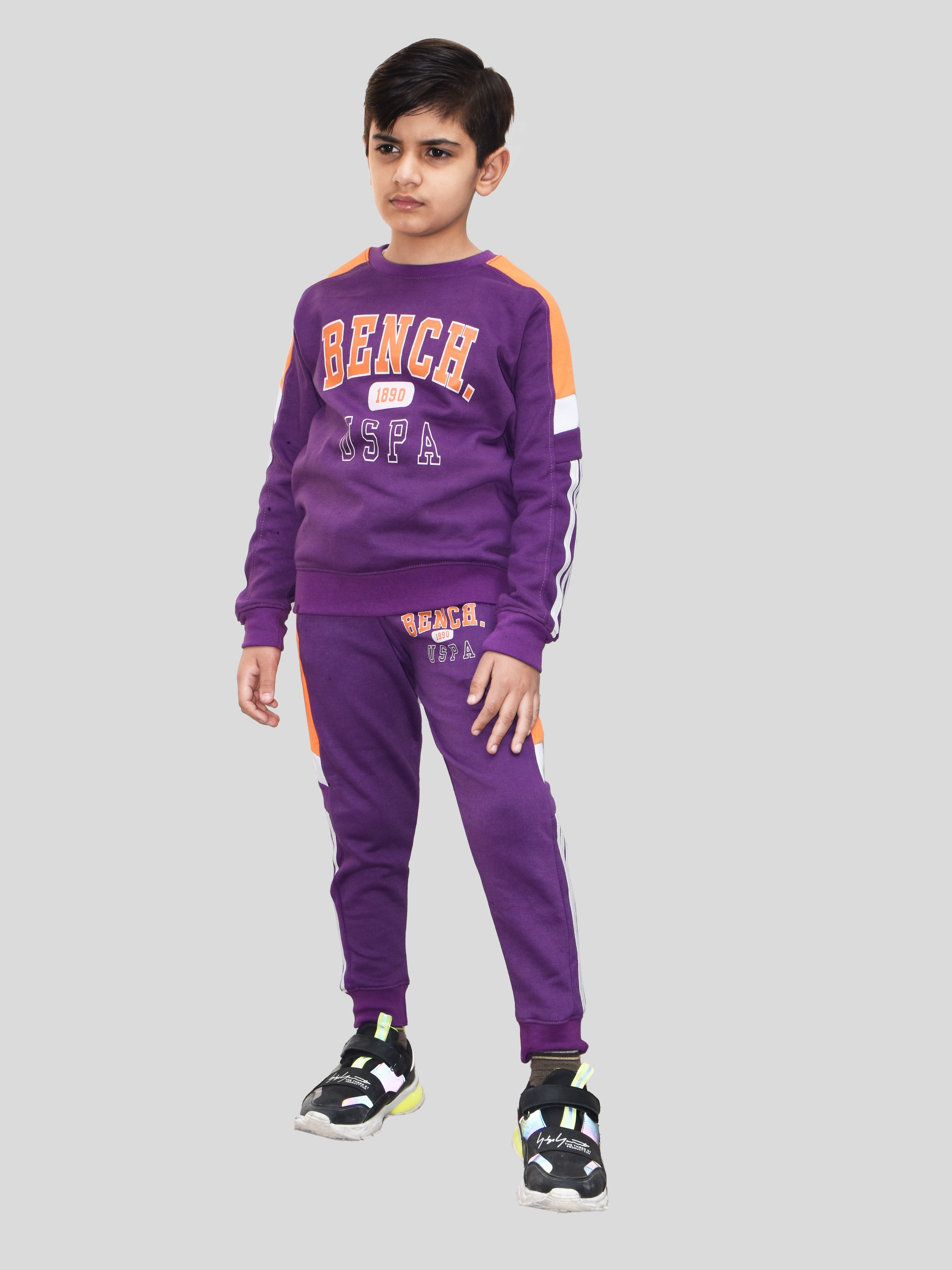 U.S Polo Assn Fleece Tracksuit For Kids-Purple-BR917